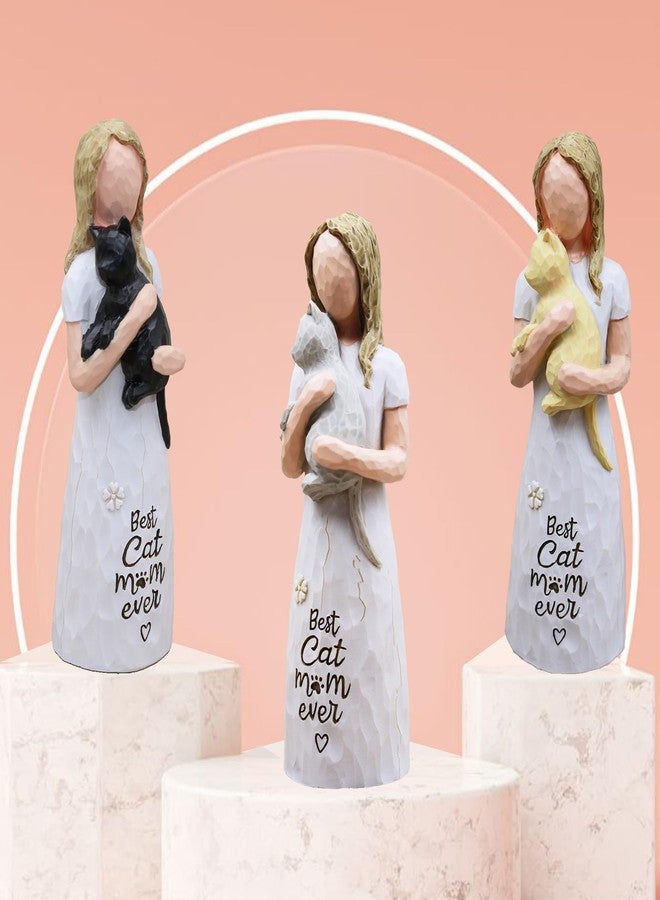 AcowSpt Cat Gifts for Women, Cat Lover Gifts for Women, Cats Mom Gifts for Womens, Cat Gifts for Cat Lovers, Cat Themed Gifts, Cat Figurines - Best Cat mom Ever, Sculpted Hand-Painted Figurine (Grey) - Image 5